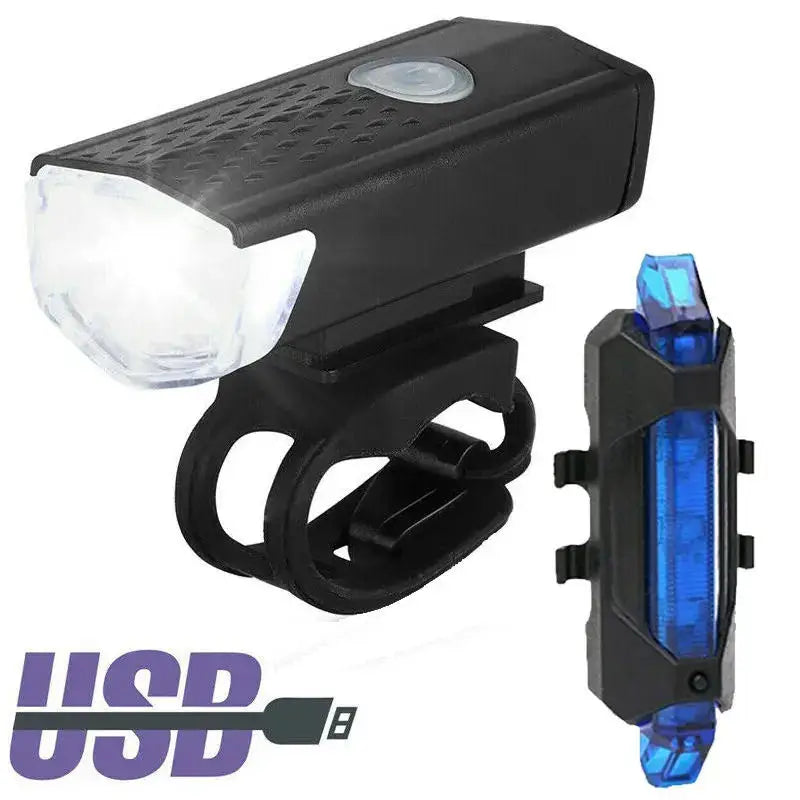 USB LED Rechargeable Bike Bicycle Light Set MTB Road Bike Front Back Headlight Lamp Flashlight Cycling Light Cycling Accessories