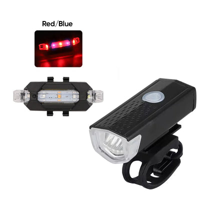 Bicycle Front Rear Light Set LED Rechargeable MTB Bike Head Light Cycling Red Warning Tail Light Accessories for Night Riding