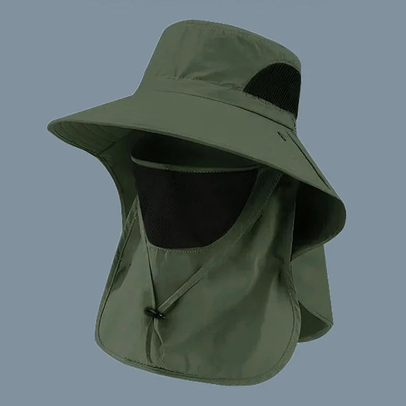 Summer UV Protection Hiking Hat Quick-drying Wide Brim Outdoor Visor Bucket Hats Mesh Breathable Sun Hat Outdoor Cycling Hat