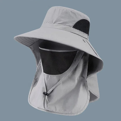Summer UV Protection Hiking Hat Quick-drying Wide Brim Outdoor Visor Bucket Hats Mesh Breathable Sun Hat Outdoor Cycling Hat