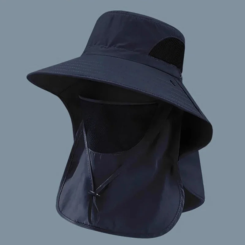 Summer UV Protection Hiking Hat Quick-drying Wide Brim Outdoor Visor Bucket Hats Mesh Breathable Sun Hat Outdoor Cycling Hat