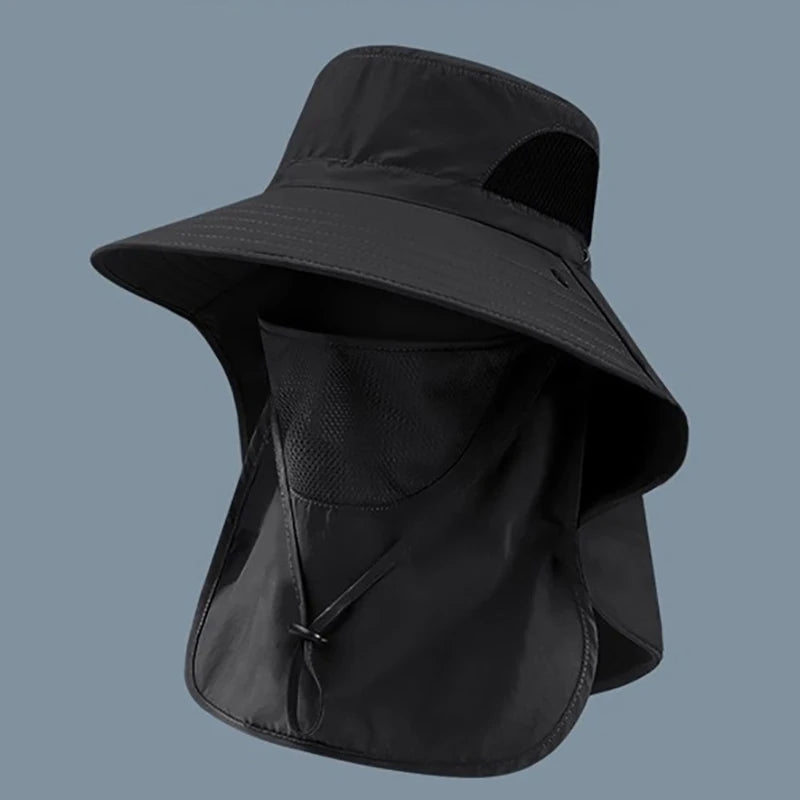 Summer UV Protection Hiking Hat Quick-drying Wide Brim Outdoor Visor Bucket Hats Mesh Breathable Sun Hat Outdoor Cycling Hat