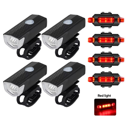 Bicycle Front Rear Light Set LED Rechargeable MTB Bike Head Light Cycling Red Warning Tail Light Accessories for Night Riding