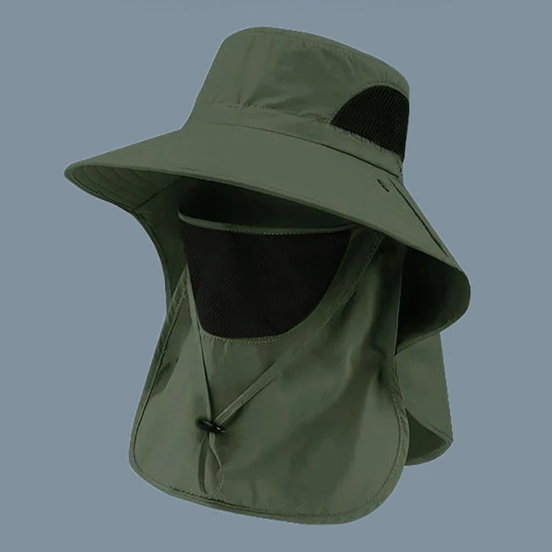 Summer UV Protection Hiking Hat Quick-drying Wide Brim Outdoor Visor Bucket Hats Mesh Breathable Sun Hat Outdoor Cycling Hat