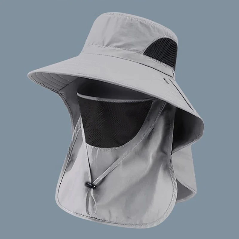 Summer UV Protection Hiking Hat Quick-drying Wide Brim Outdoor Visor Bucket Hats Mesh Breathable Sun Hat Outdoor Cycling Hat